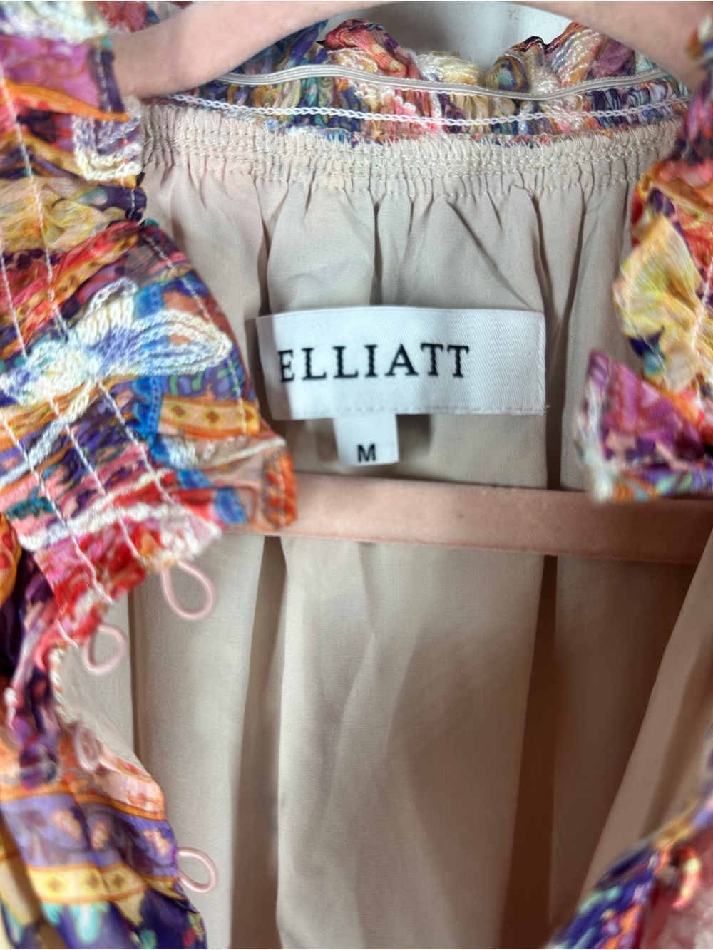Elliatt Pink Floral Ruffle Tiered Midi Dress sz M - Picture 6 of 9